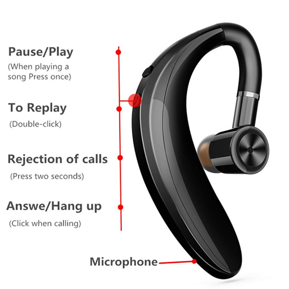 Wireless Bluetooth 5.0 Earpiece Headset Driving Trucker Earbuds Noise
