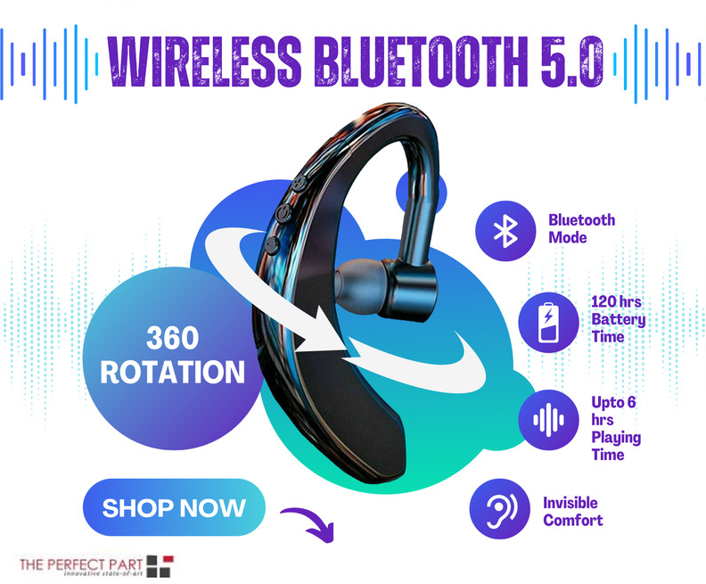 Wireless Bluetooth 5.0 Earpiece Headset Driving Trucker Earbuds Noise
