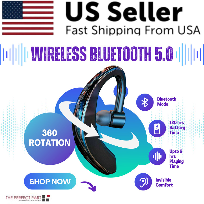 Wireless Bluetooth 5.0 Earpiece Headset Driving Trucker Earbuds Noise