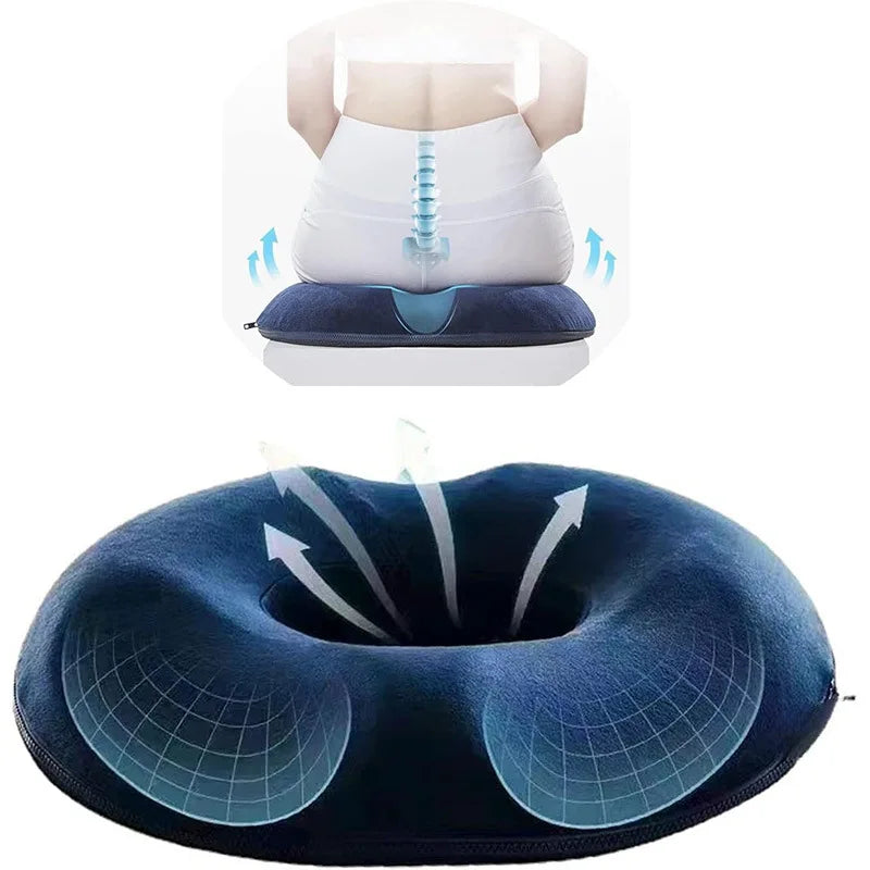 Pc Ergonomic Memory Foam Donut Seat Cushion, Orthopedic Tailbone Support Pillow ， Machine Washable Knit Fabric Cover