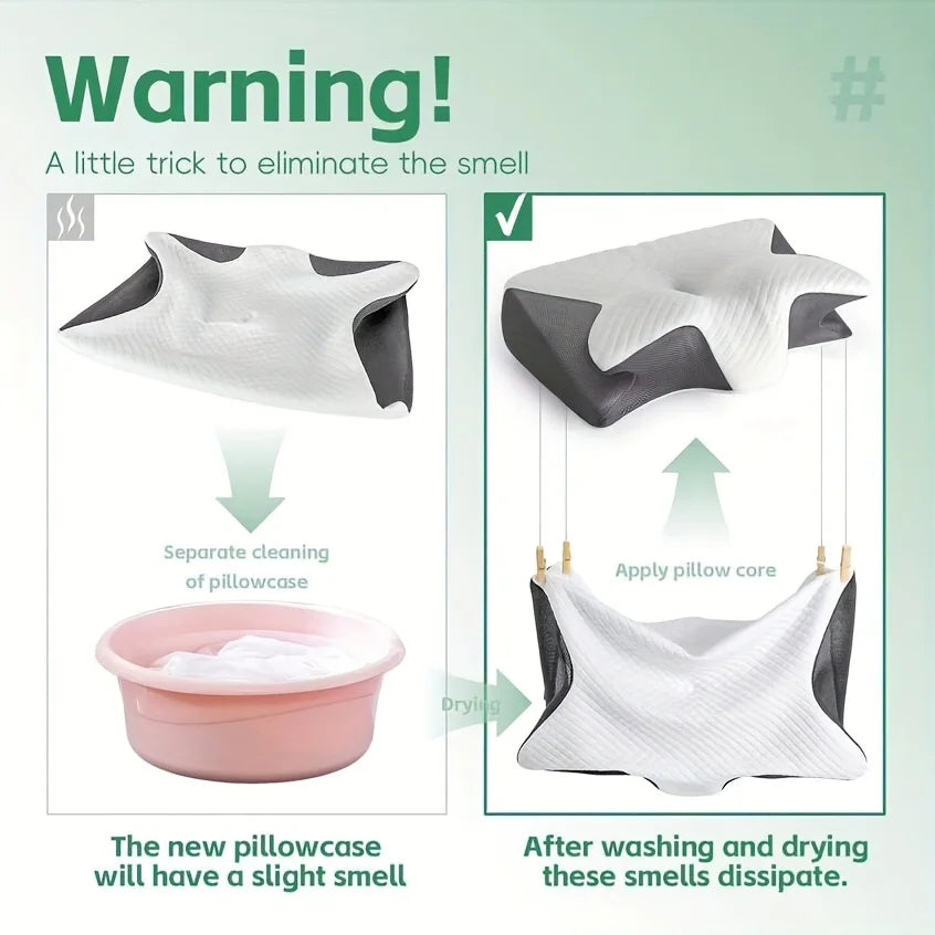 2025 Ergonomic Neck Horn Pillow for Side,Shoulder Relaxation, Soft Yet Firm Support,Back and Stomach Sleepers - Contoured Design