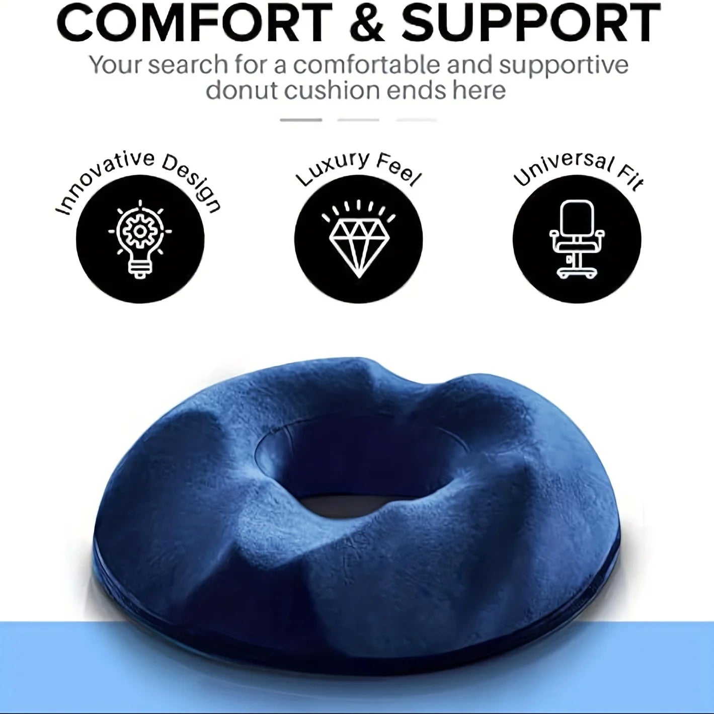 Pc Ergonomic Memory Foam Donut Seat Cushion, Orthopedic Tailbone Support Pillow ， Machine Washable Knit Fabric Cover